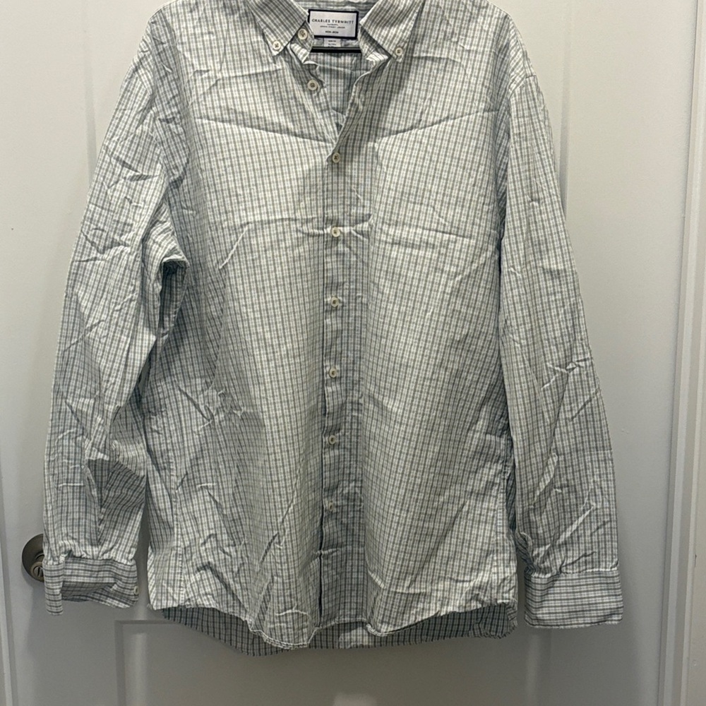 Charles Tyrwhitt Light Green Check Button-Down Shirt - Men's